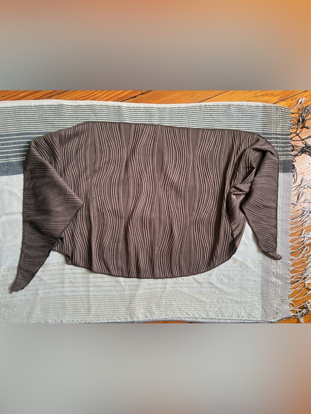 Stretchy Patterned Bronze Scarf- Tube Top, Sarong